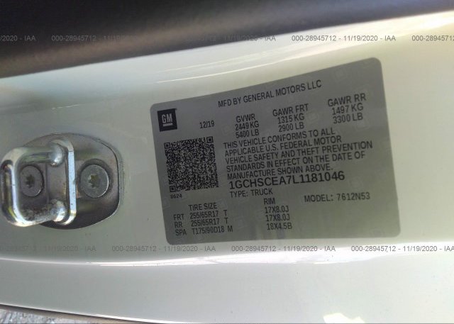 1GCHSCEA7L1181046 2020 CHEVROLET COLORADO