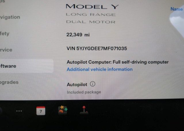 2021 TESLA MODEL Y(VIN: 5YJYGDEE7MF071035