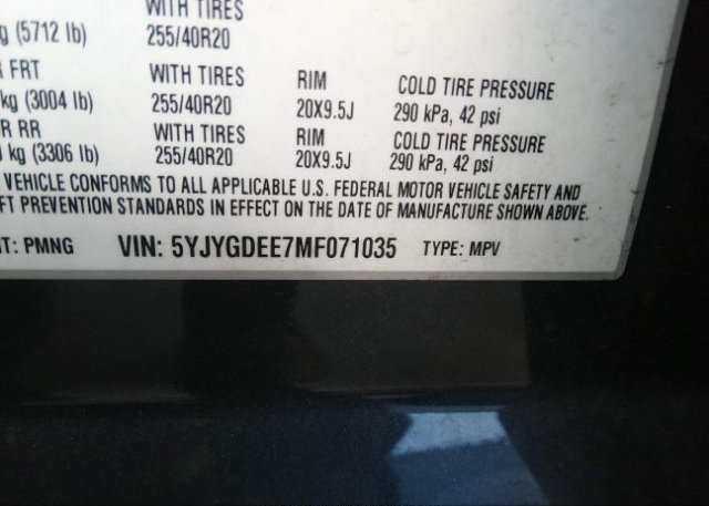 2021 TESLA MODEL Y(VIN: 5YJYGDEE7MF071035