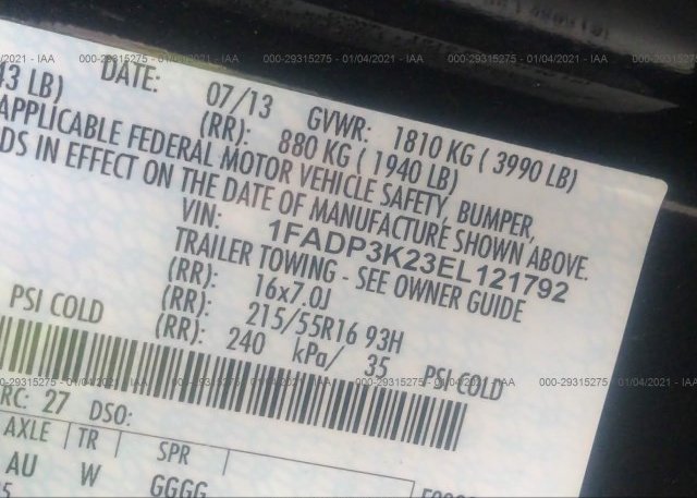 1FADP3K23EL121792 2014 FORD FOCUS