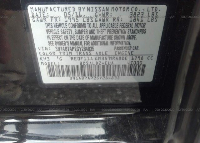 3N1AB7AP2GY284835 2016 NISSAN SENTRA