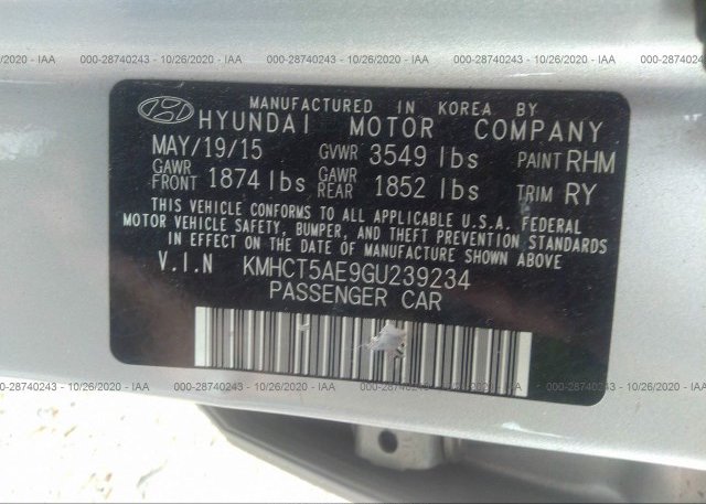 KMHCT5AE9GU239234 2016 HYUNDAI ACCENT