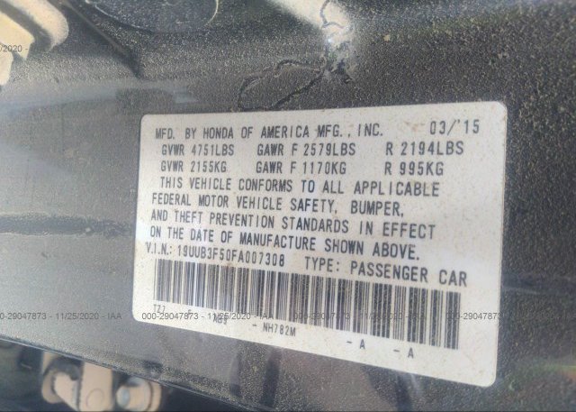 19UUB3F50FA007308 2015 ACURA TLX