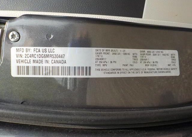 2021 CHRYSLER VOYAGER(VIN: 2C4RC1DG6MR530447