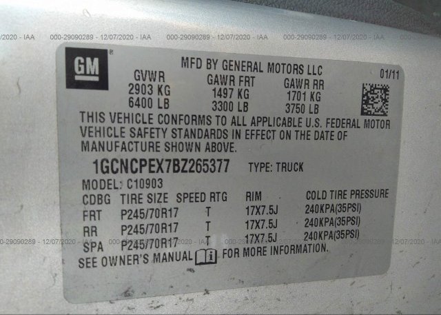 1GCNCPEX7BZ265377 2011 CHEVROLET SILVERADO 1500