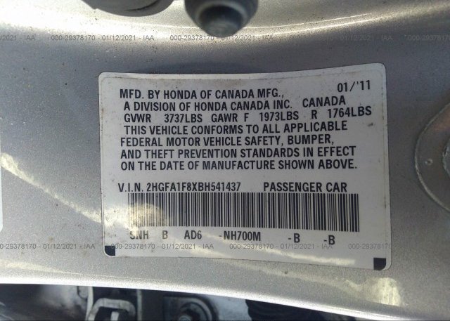 2HGFA1F8XBH541437 2011 HONDA CIVIC SDN