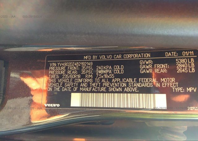 YV4902DZ4B2192149 2011 VOLVO XC60