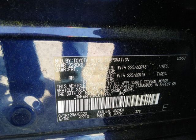 2021 TOYOTA RAV4(VIN: JTME6RFV0MJ011155
