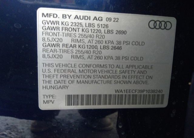 2023 AUDI Q3(VIN: WA1EECF39P1038240