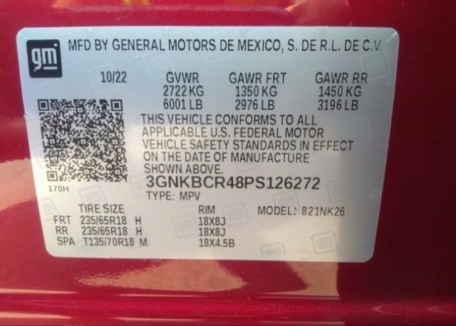 2023 CHEVROLET BLAZER(VIN: 3GNKBCR48PS126272