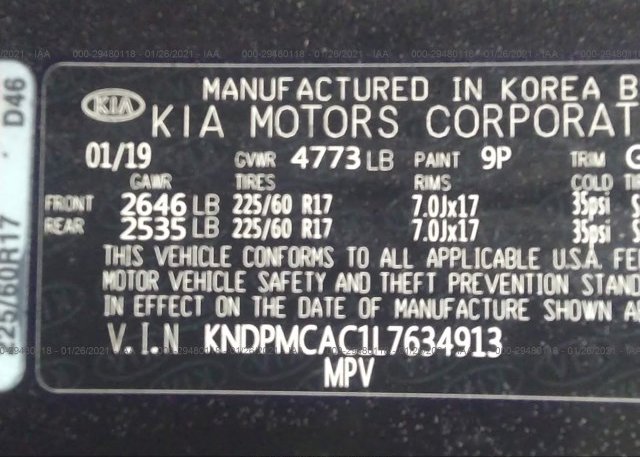 KNDPMCAC1L7634913 2020 KIA SPORTAGE