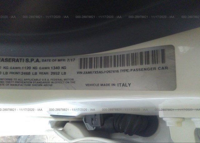 ZAM57XSA5J1267416 2018 MASERATI GHIBLI