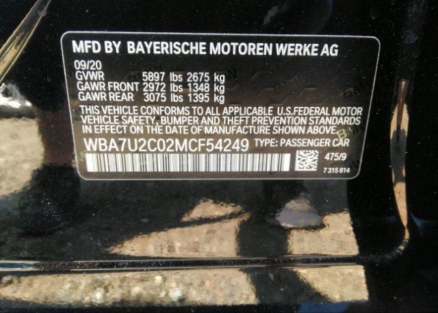 2021 BMW 7 SERIES(VIN: WBA7U2C02MCF54249