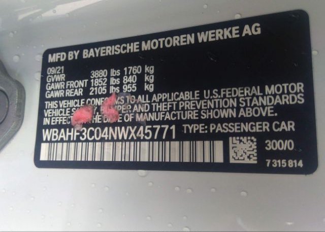 2022 BMW Z4 VIN: WBAHF3C04NWX45771