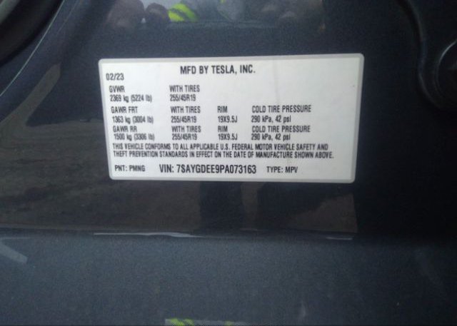 2023 TESLA MODEL Y(VIN: 7SAYGDEE9PA073163