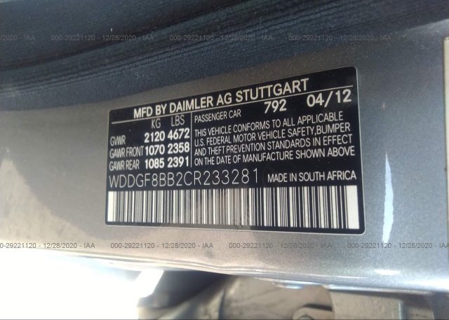 WDDGF8BB2CR233281 2012 MERCEDES-BENZ C-CLASS
