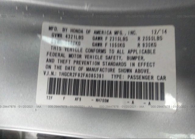 1HGCR2F82FA085391 2015 HONDA ACCORD SEDAN