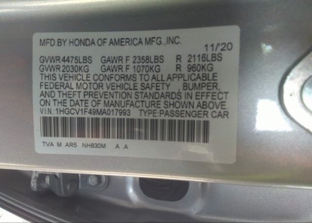 2021 HONDA ACCORD SEDAN(VIN: 1HGCV1F49MA017993