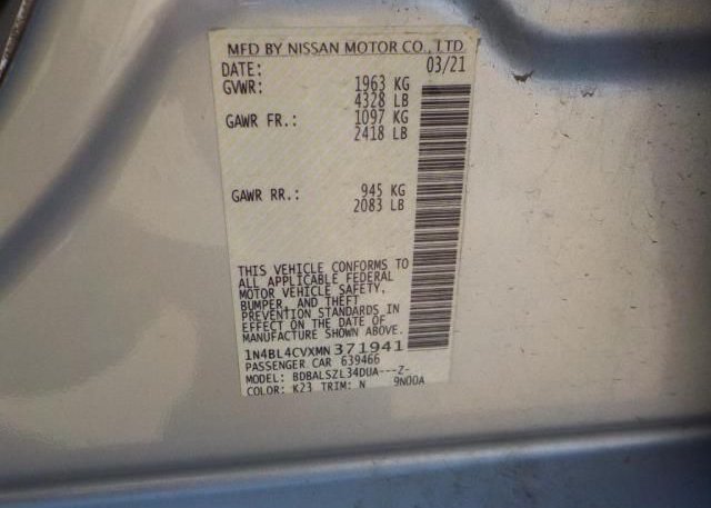 2021 NISSAN ALTIMA(VIN: 1N4BL4CVXMN371941