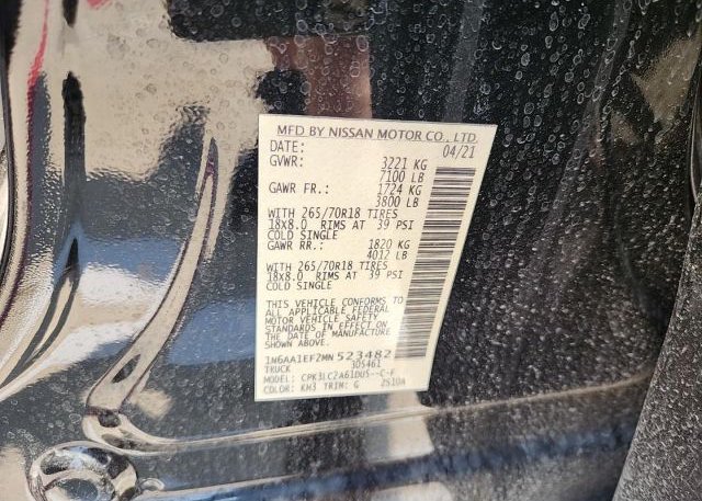 2021 NISSAN TITAN(VIN: 1N6AA1EF2MN523482