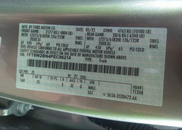 2023 FORD SUPER DUTY F-250 SRW(VIN: 1FT8W2BN4PEC96210