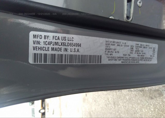 1C4PJMLX6LD654994 2020 JEEP CHEROKEE