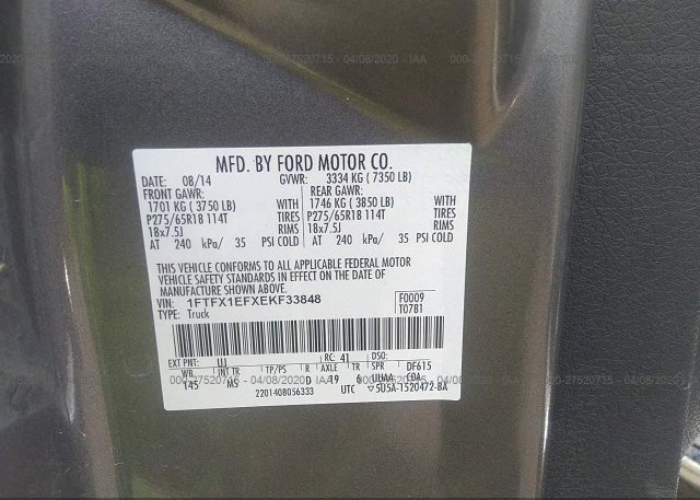 1FTFX1EFXEKF33848 2014 FORD F-150