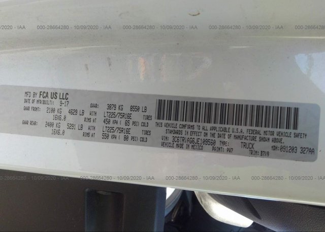 3C6TRVAG6JE109560 2018 RAM PROMASTER CARGO VAN