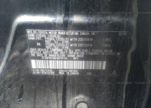 2T3DFREV6FW276146 2015 TOYOTA RAV4