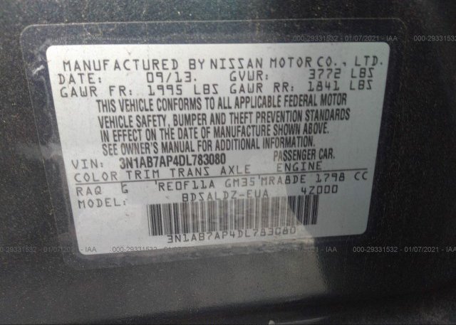 3N1AB7AP4DL783080 2013 NISSAN SENTRA