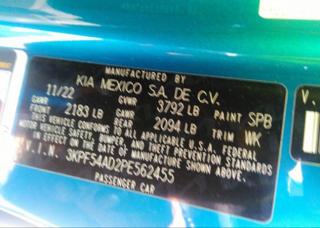 2023 KIA FORTE(VIN: 3KPF54AD2PE562455