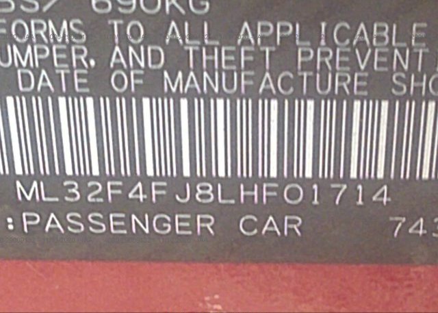ML32F4FJ8LHF01714 2020 MITSUBISHI MIRAGE G4