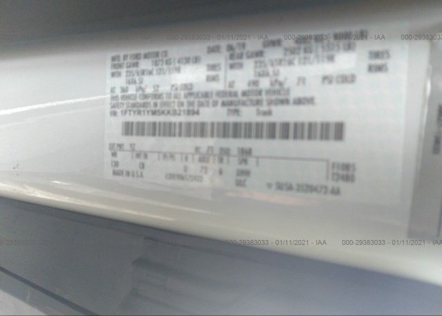 1FTYR1YM5KKB21894 2019 FORD TRANSIT VAN