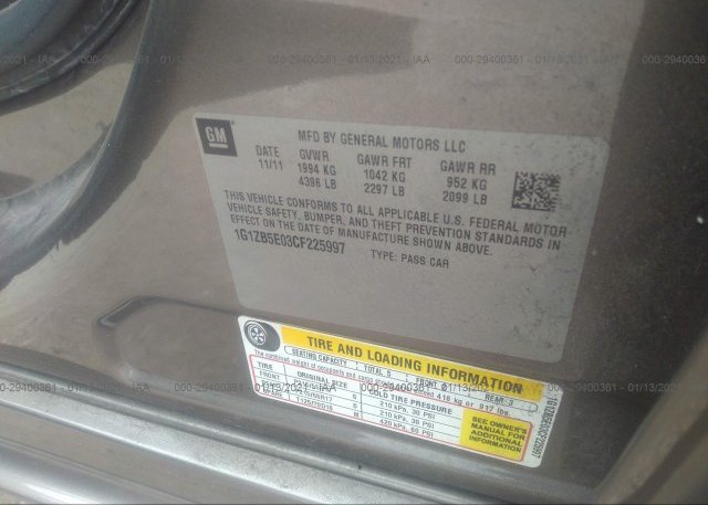 1G1ZB5E03CF225997 2012 CHEVROLET MALIBU