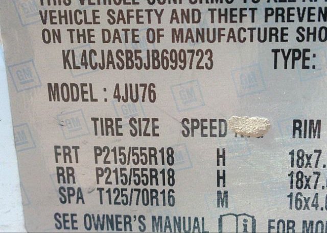 2018 BUICK ENCORE VIN: KL4CJASB5JB699723