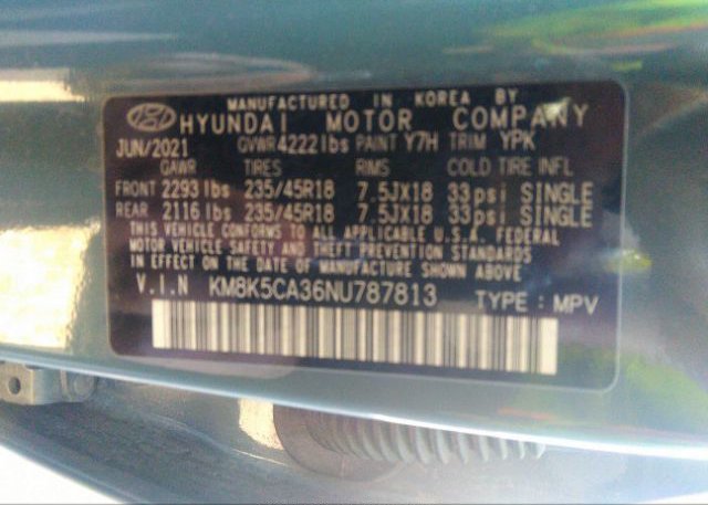 2022 HYUNDAI KONA(VIN: KM8K5CA36NU787813