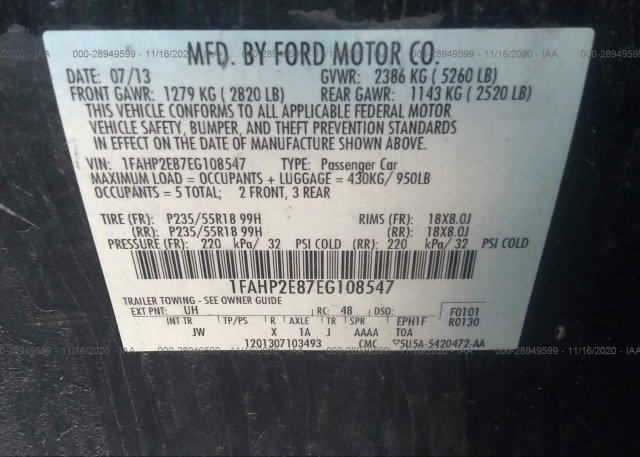 1FAHP2E87EG108547 2014 FORD TAURUS