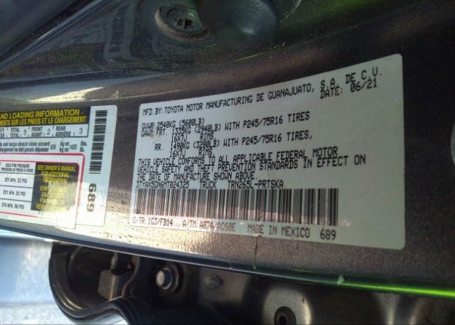 2021 TOYOTA TACOMA 2WD(VIN: 3TYAX5GN6MT024325