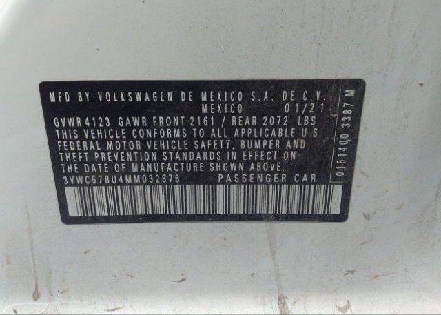 2021 VOLKSWAGEN JETTA(VIN: 3VWC57BU4MM032876