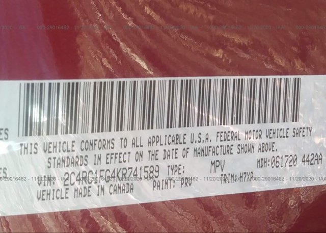 2C4RC1FG4KR741589 2019 CHRYSLER PACIFICA