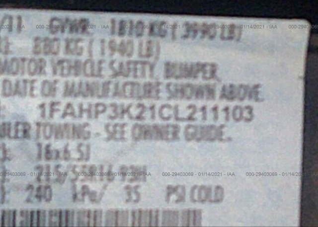 1FAHP3K21CL211103 2012 FORD FOCUS