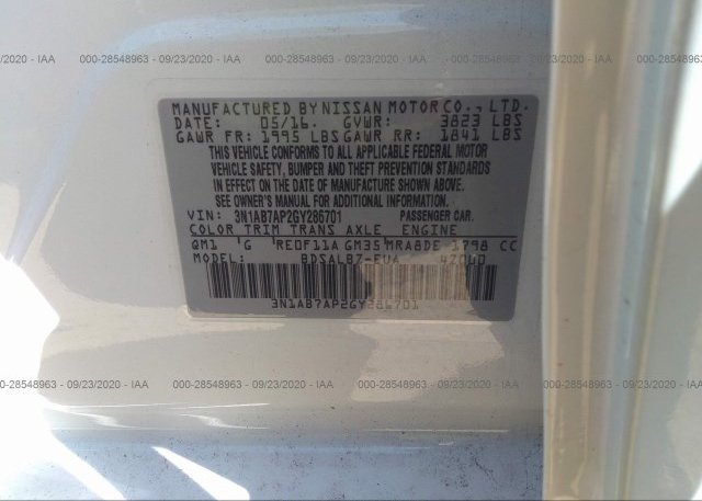 3N1AB7AP2GY286701 2016 NISSAN SENTRA