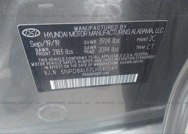 5NPD84LF7LH540549 2020 HYUNDAI ELANTRA