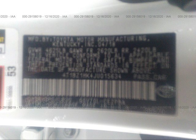 4T1BZ1HK4JU015634 2018 TOYOTA CAMRY