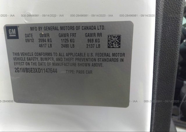 2G1WB5E3XD1147644 2013 CHEVROLET IMPALA