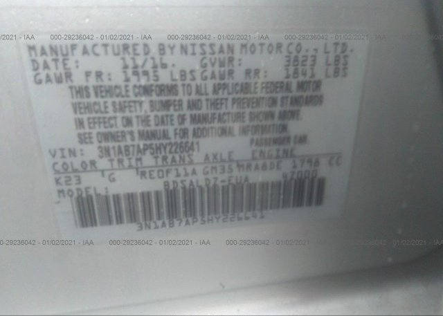 3N1AB7AP5HY226641 2017 NISSAN SENTRA