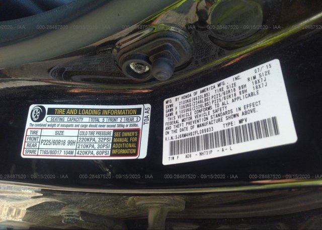 5J6RM4H92FL099833 2015 HONDA CR-V