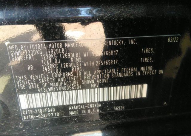 2022 TOYOTA RAV4(VIN: 4T3LWRFV0NU058504