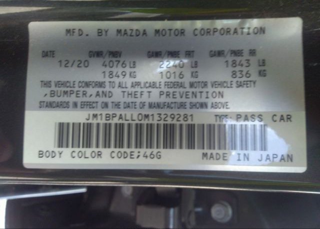 2021 MAZDA MAZDA3 HATCHBACK(VIN: JM1BPALL0M1329281