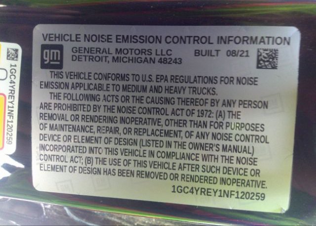2022 CHEVROLET SILVERADO 2500HD(VIN: 1GC4YREY1NF120259